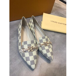 Replica Louis Vuitton White Damier Azur Bow Ballet Flats