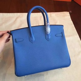Replica Hermes Blue Birkin 30 Palladium Hardware Bag