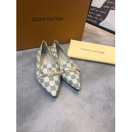 Replica Louis Vuitton White Damier Azur Bow Ballet Flats
