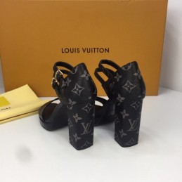 Replica Louis Vuitton Black Double-Strap Platform Sandals