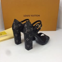 Replica Louis Vuitton Black Double-Strap Platform Sandals