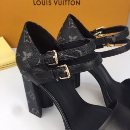 Replica Louis Vuitton Black Double-Strap Platform Sandals