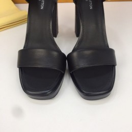 Replica Louis Vuitton Black Double-Strap Platform Sandals
