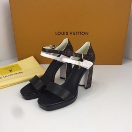 Replica Louis Vuitton Black White Double-Strap Platform Sandals