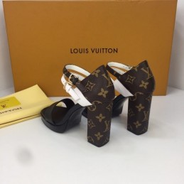 Replica Louis Vuitton Black White Double-Strap Platform Sandals