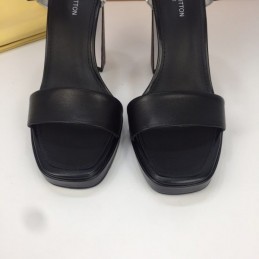 Replica Louis Vuitton Black White Double-Strap Platform Sandals