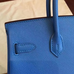 Replica Hermes Blue Birkin 30 Palladium Hardware Bag