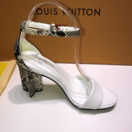 Replica Louis Vuitton White Monogram Block Heel Sandals