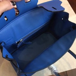 Replica Hermes Blue Birkin 30 Palladium Hardware Bag