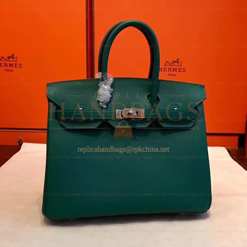 Replica Hermes Green Birkin 30 Structured Leather Palladium Hardware Bag