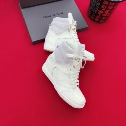Replica Louis Vuitton White Embossed High-Top Sneakers