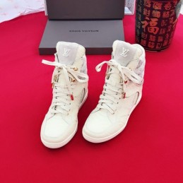 Replica Louis Vuitton White Embossed High-Top Sneakers