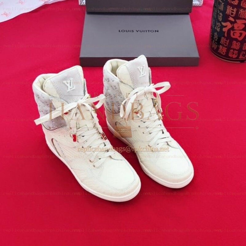 Replica Louis Vuitton White Embossed High-Top Sneakers
