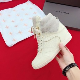 Replica Louis Vuitton White Embossed High-Top Sneakers