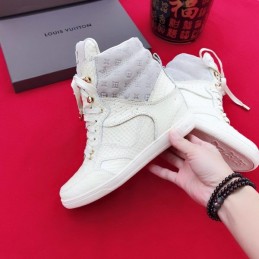 Replica Louis Vuitton White Embossed High-Top Sneakers