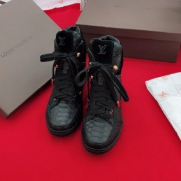 Replica Louis Vuitton Black Embossed High-Top Sneakers