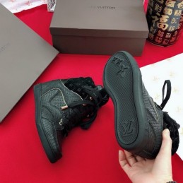 Replica Louis Vuitton Black Embossed High-Top Sneakers