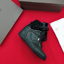 Replica Louis Vuitton Black Embossed High-Top Sneakers