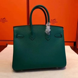 Replica Hermes Green Birkin 30 Structured Leather Palladium Hardware Bag