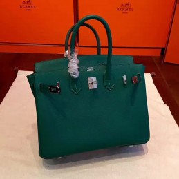 Replica Hermes Green Birkin 30 Structured Leather Palladium Hardware Bag