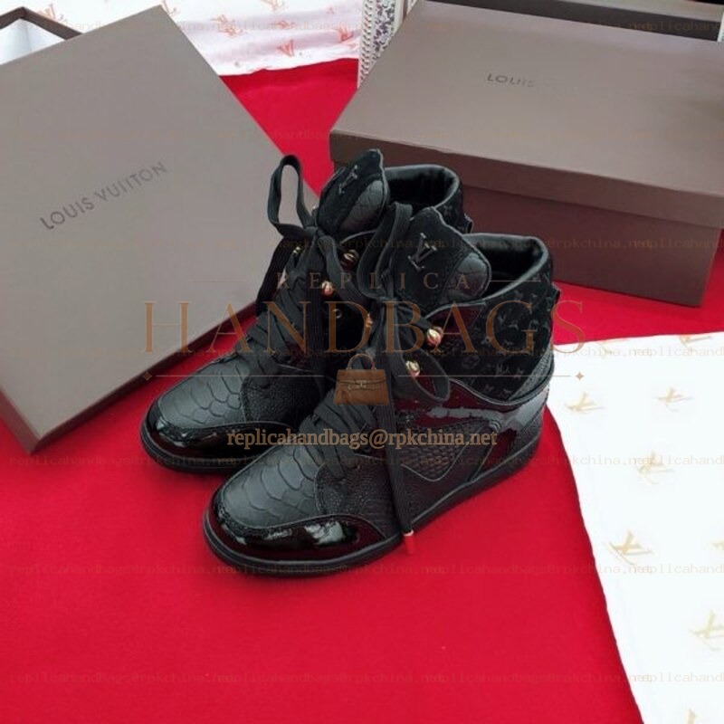 Replica Louis Vuitton Black Monogram High-Top Sneakers