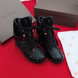 Replica Louis Vuitton Black Monogram High-Top Sneakers