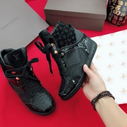 Replica Louis Vuitton Black Monogram High-Top Sneakers