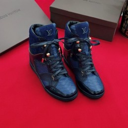 Replica Louis Vuitton Blue Monogram High-Top Sneakers