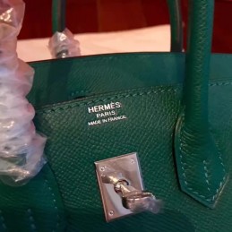 Replica Hermes Green Birkin 30 Structured Leather Palladium Hardware Bag
