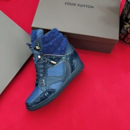 Replica Louis Vuitton Blue Monogram High-Top Sneakers