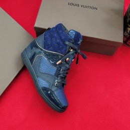 Replica Louis Vuitton Blue Monogram High-Top Sneakers