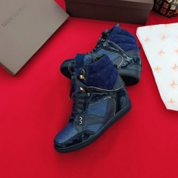 Replica Louis Vuitton Blue Monogram High-Top Sneakers