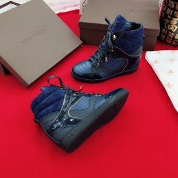 Replica Louis Vuitton Blue Monogram High-Top Sneakers