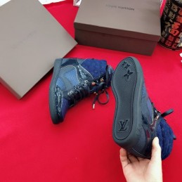 Replica Louis Vuitton Blue Monogram High-Top Sneakers
