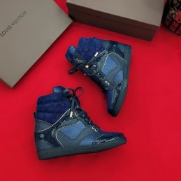 Replica Louis Vuitton Blue Monogram High-Top Sneakers