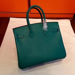 Replica Hermes Green Birkin 30 Structured Leather Palladium Hardware Bag