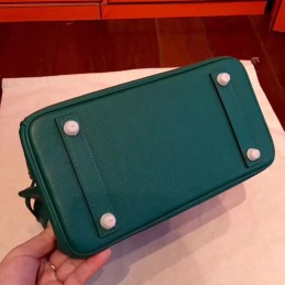Replica Hermes Green Birkin 30 Structured Leather Palladium Hardware Bag