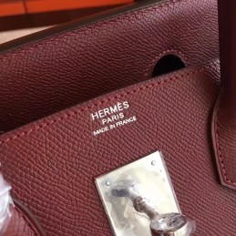 Replica Hermes Burgundy Birkin 30 Palladium Hardware Bag