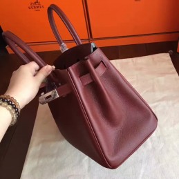 Replica Hermes Burgundy Birkin 30 Palladium Hardware Bag