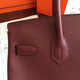 Replica Hermes Burgundy Birkin 30 Palladium Hardware Bag
