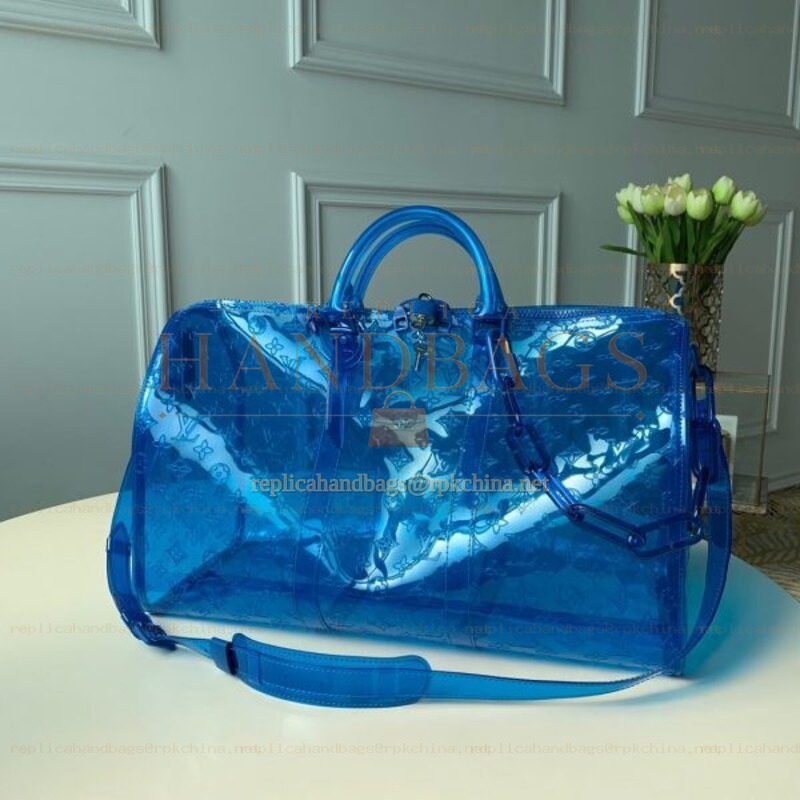 Replica Louis Vuitton Transparent Blue Keepall Bandouliere 50