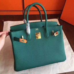 Replica Hermes Green Birkin 30 Gold Hardware Bag
