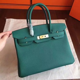 Replica Hermes Green Birkin 30 Gold Hardware Bag