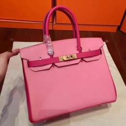 Replica Hermes Pink Birkin 30 Smooth Leather Gold Hardware Bag
