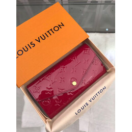Replica Louis Vuitton Burgundy Embossed Monogram Sarah Wallet with Patent Finish