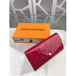 Replica Louis Vuitton Burgundy Embossed Monogram Sarah Wallet with Patent Finish