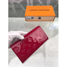 Replica Louis Vuitton Burgundy Embossed Monogram Sarah Wallet with Patent Finish