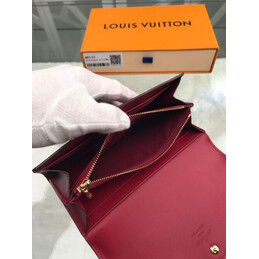 Replica Louis Vuitton Burgundy Embossed Monogram Sarah Wallet with Patent Finish