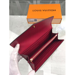 Replica Louis Vuitton Burgundy Embossed Monogram Sarah Wallet with Patent Finish