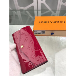 Replica Louis Vuitton Burgundy Embossed Monogram Sarah Wallet with Patent Finish